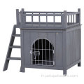 Cage de maison de chiens de chat en bois intérieur / extérieur à 2 étages